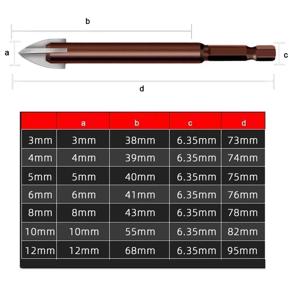 Drill Bits 1pc Cross Hex Tile Bits 3/4/5/6/8/10/12mm For Glass Ceramic Concrete Hole Opener