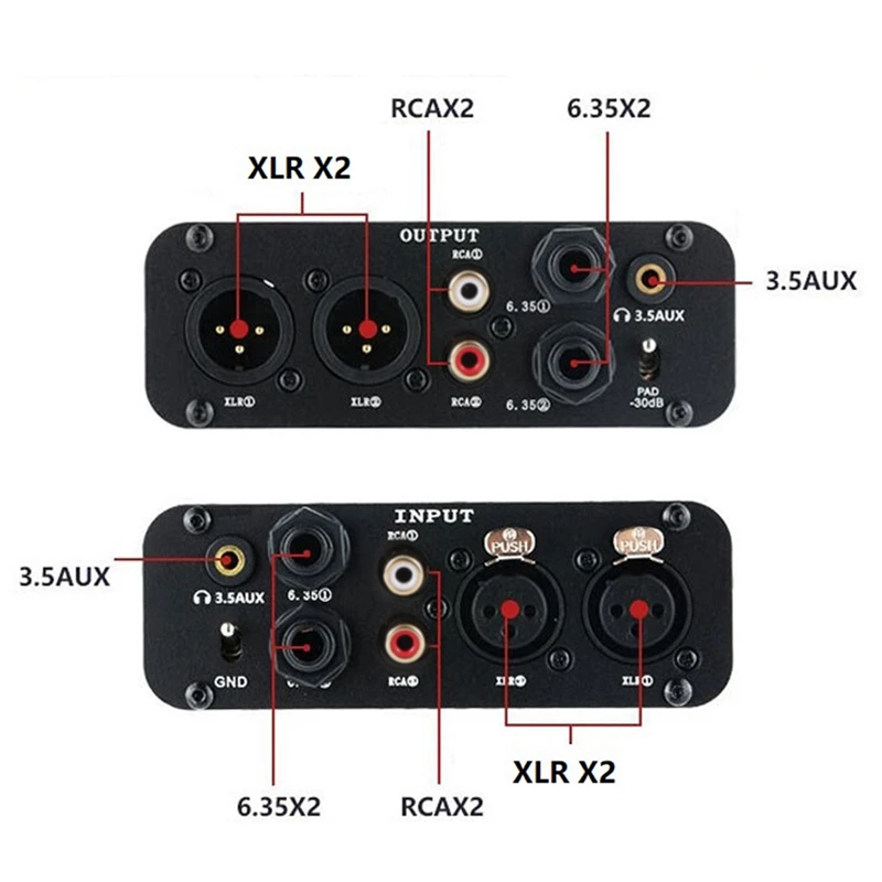 PRO G303S 오디오 아이솔레이터, 노이즈 감소 필터, 전류 노이즈 제거, 듀얼 채널 6.35 XLR RCA, 3.5mm 오디오 아이솔레이터