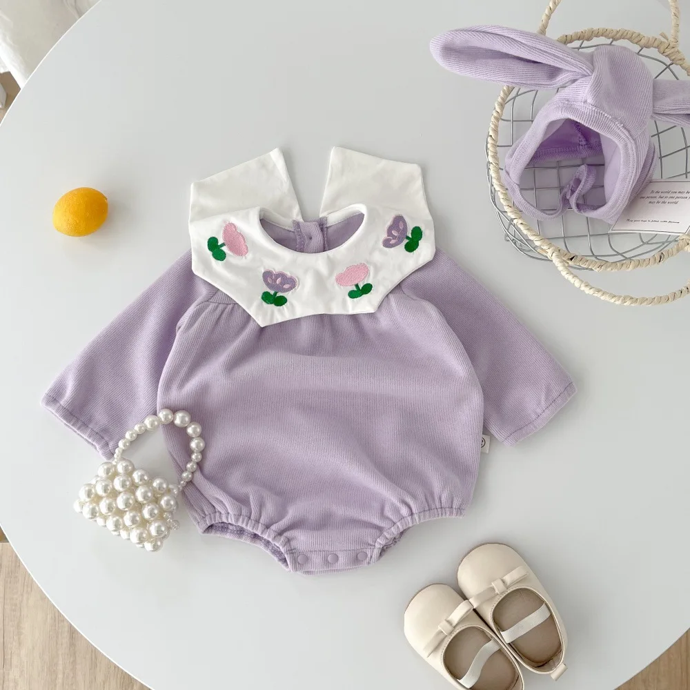 Baby Girls Spring One Piece Bodysuit Tulip Embroidery