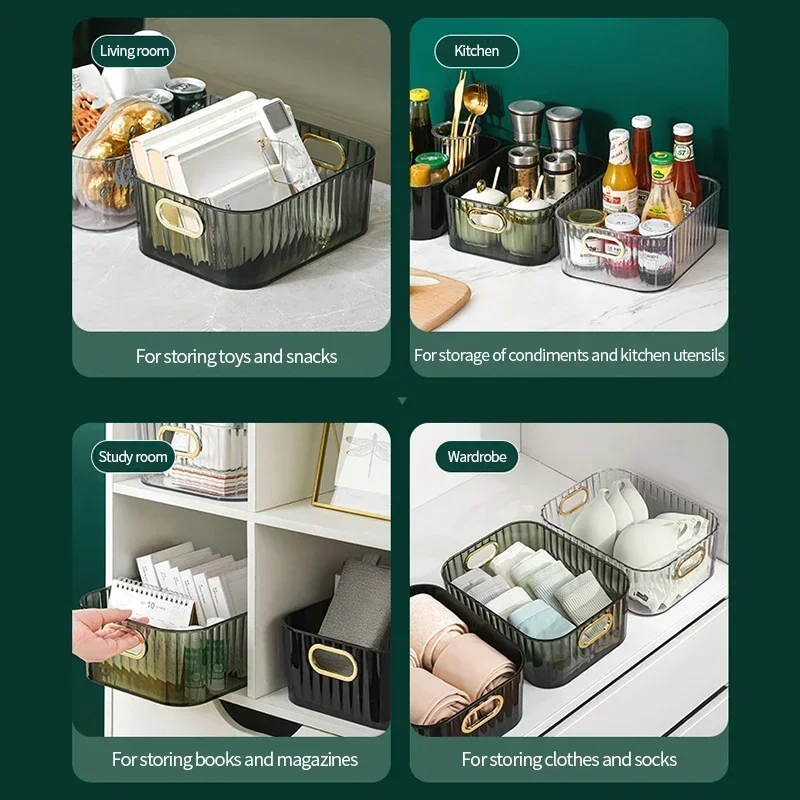 Rectangular Desktop Cosmetic Green Drawer Stackable Storage Box Acrylic Rack Sundries Snack Makeup Storage Basket Organizer 5