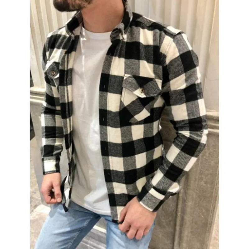Camisas De Franela De Manga Larga Para Hombre, Casual
