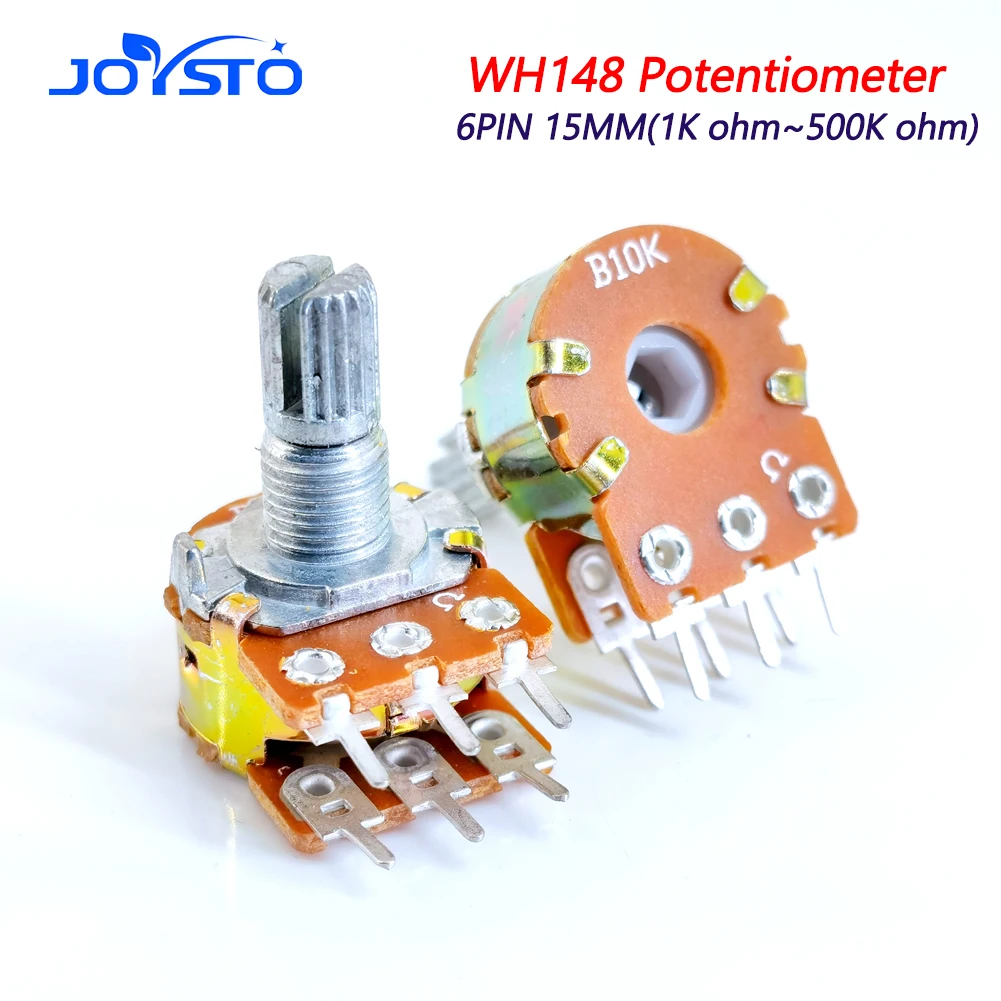 5pcs WH148 B1K B2K B5K B10K B20K B50K B100K B500K 6Pin 샤프트 앰프 듀얼 스테레오 ...