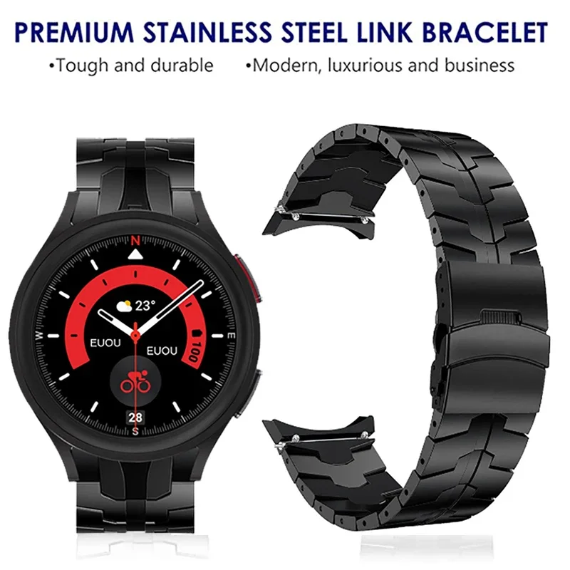 No Gap Stainless Steel Strap for Galaxy Watch6 5 Pro Replacement Bracelet for Galaxy 4 42mm/46mm Active2 40mm 44mm Wristband