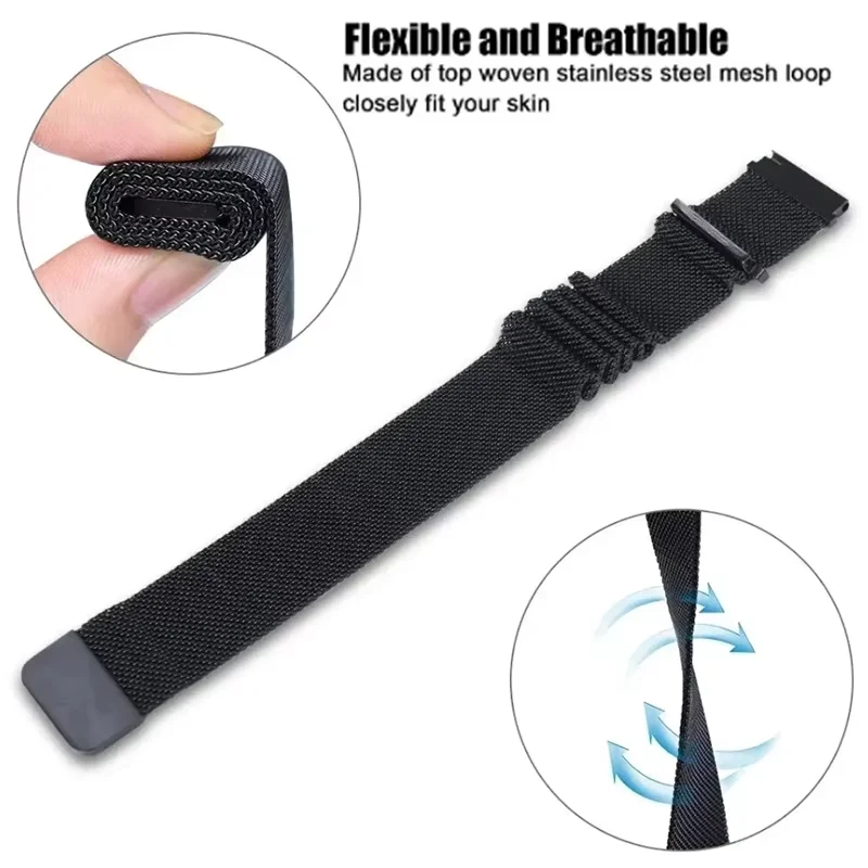 Elegant Milanese Mesh Strap, 20mm & 22mm, Stainless Steel Wristband