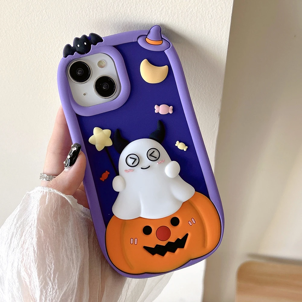 Halloween Pumpkin Ghost Soft Silicone Phone Case Cover