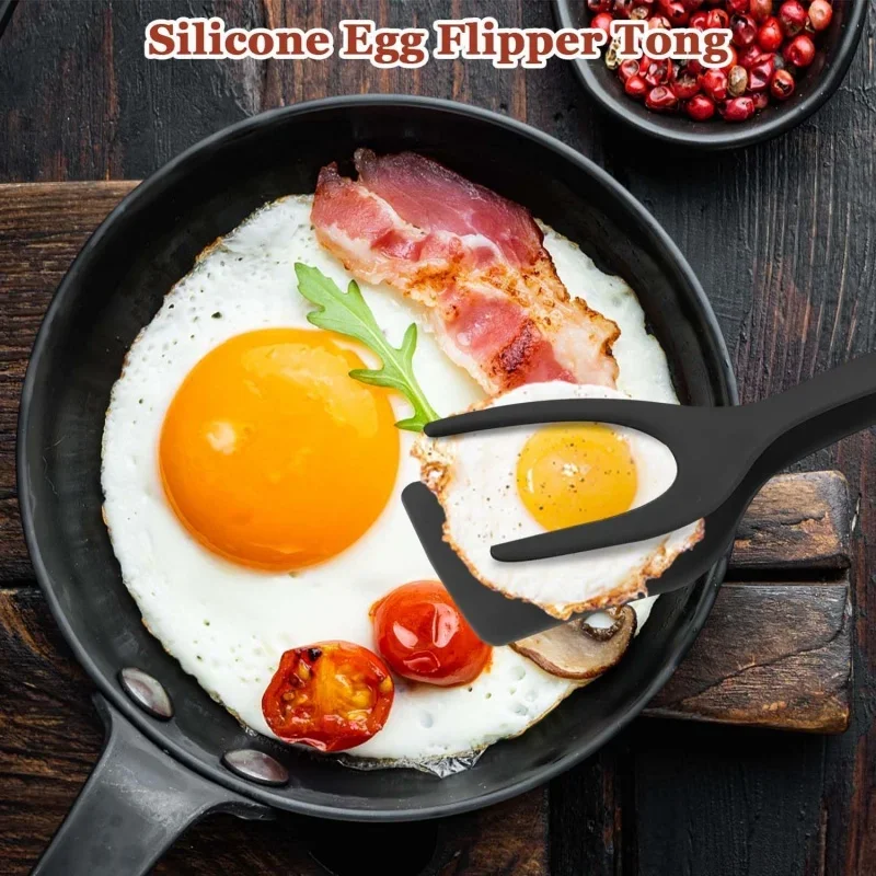 Shovel Clip Silicone Grip Flip Tongs Egg Steak Spatula Tongs Clamp Pancake Fried Turners Cooking Tool 1PCS Kitchen Accessories silicone cooking tools