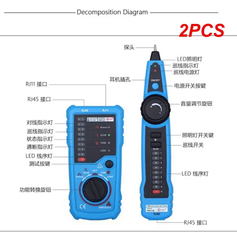 

2PCS RJ11 RJ45 Cat5 Cat6 Telephone Wire Tracker Tracer Toner Ethernet LAN Network Cable Tester Detector Line Finder