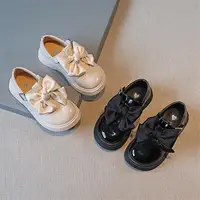 Autumn New Girls Bow Knot Leather Fashion Princess College Style Soft Bottom Sweet Party Shoes 1