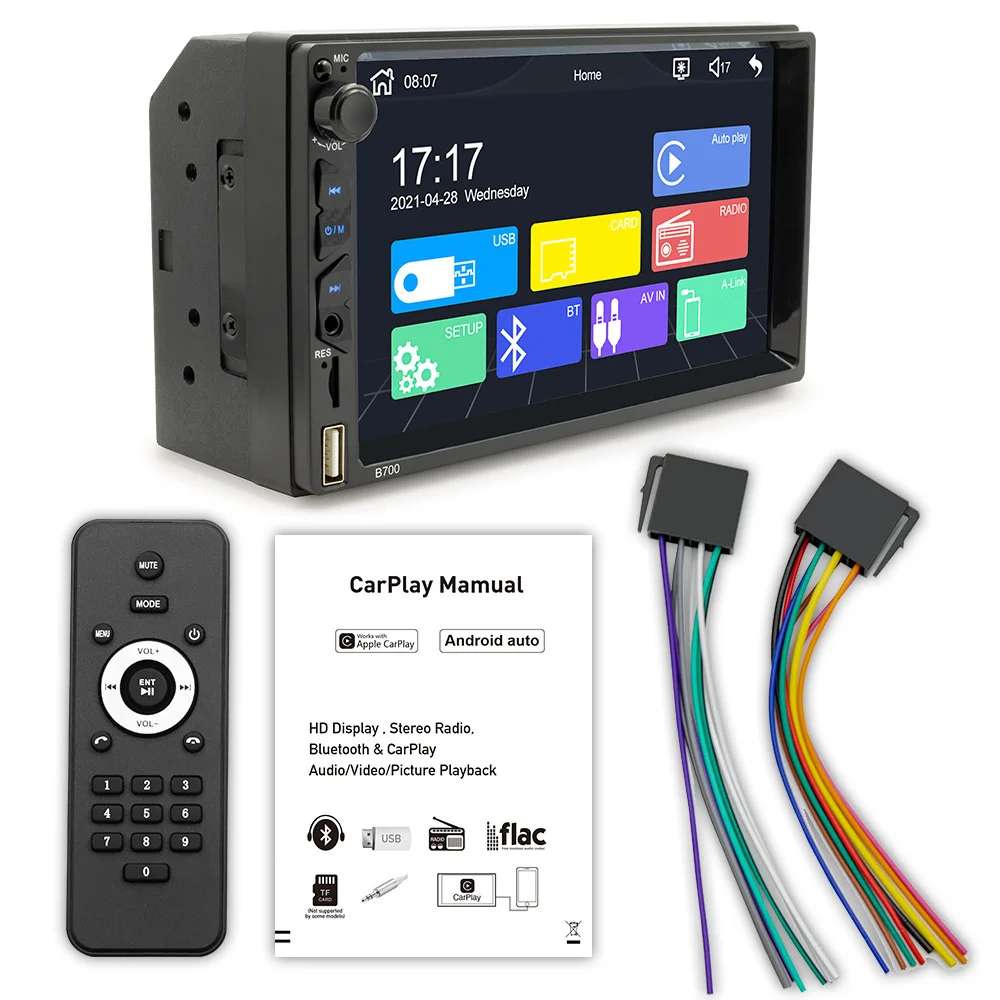 5PCS New Full Touch Screen Apple Carplay Car Bluetooth Mp5 Player Mobile Phone Internet Reverse Host B700