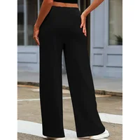  2025 Casual Elegant Wide Leg Trousers Women Solid Black Slimming Breathable Office Daily Pants  - Image 3