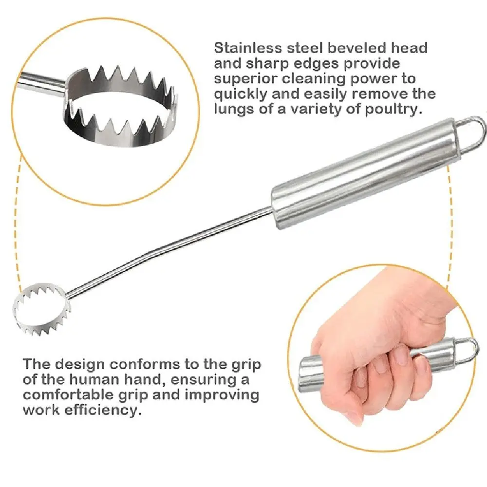 

Stainless Steel Chicken Lung Scraper Kitchen Tools Heavy Duty Turkeys Lungs Remover Universal Chicken Processing Equipment