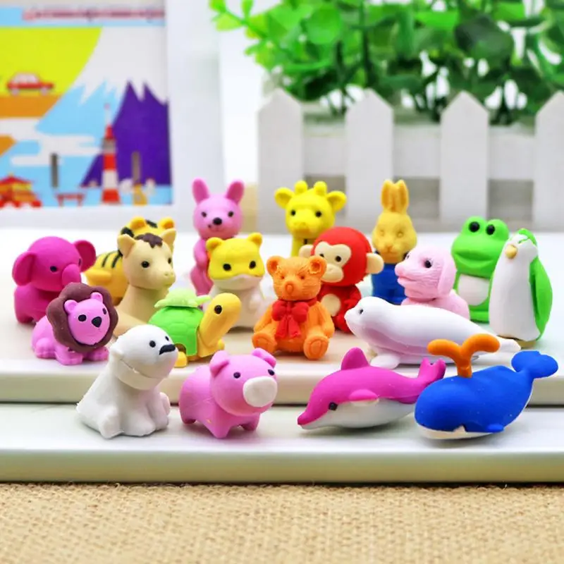 

50pcs Mini Novelty Animals Pencil Eraser Puzzle Eraser Toys School Supplies For Party Favors Classroom Prizes