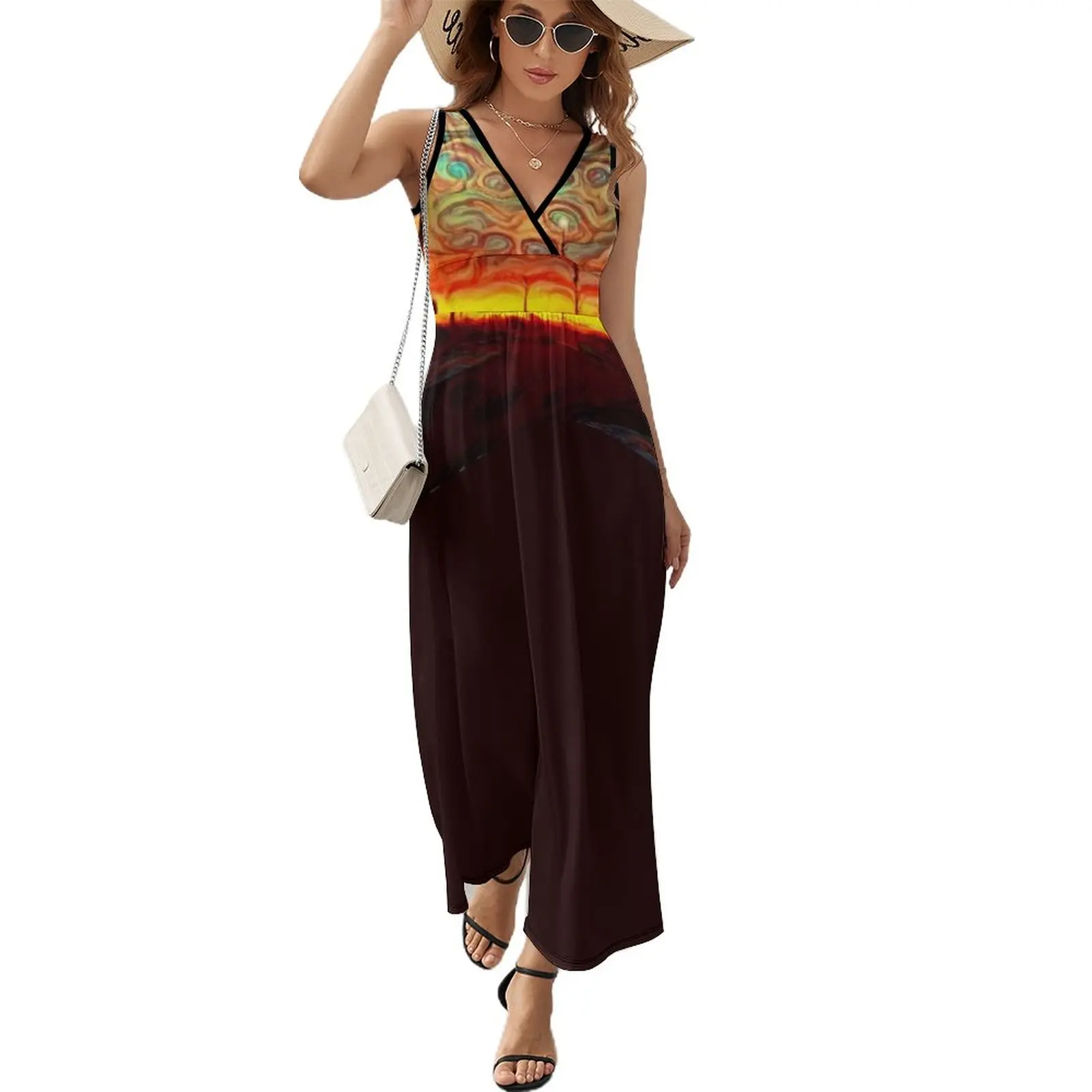 

Saskatchewan Sunset Sleeveless Dress loose summer dress womans clothing elegant women's sets