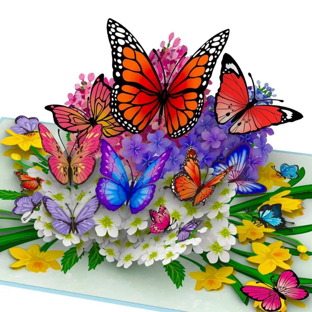 Butterflies in Nature Pop Up Card 3D Butterfly Card for Wife Girlfriend Mother