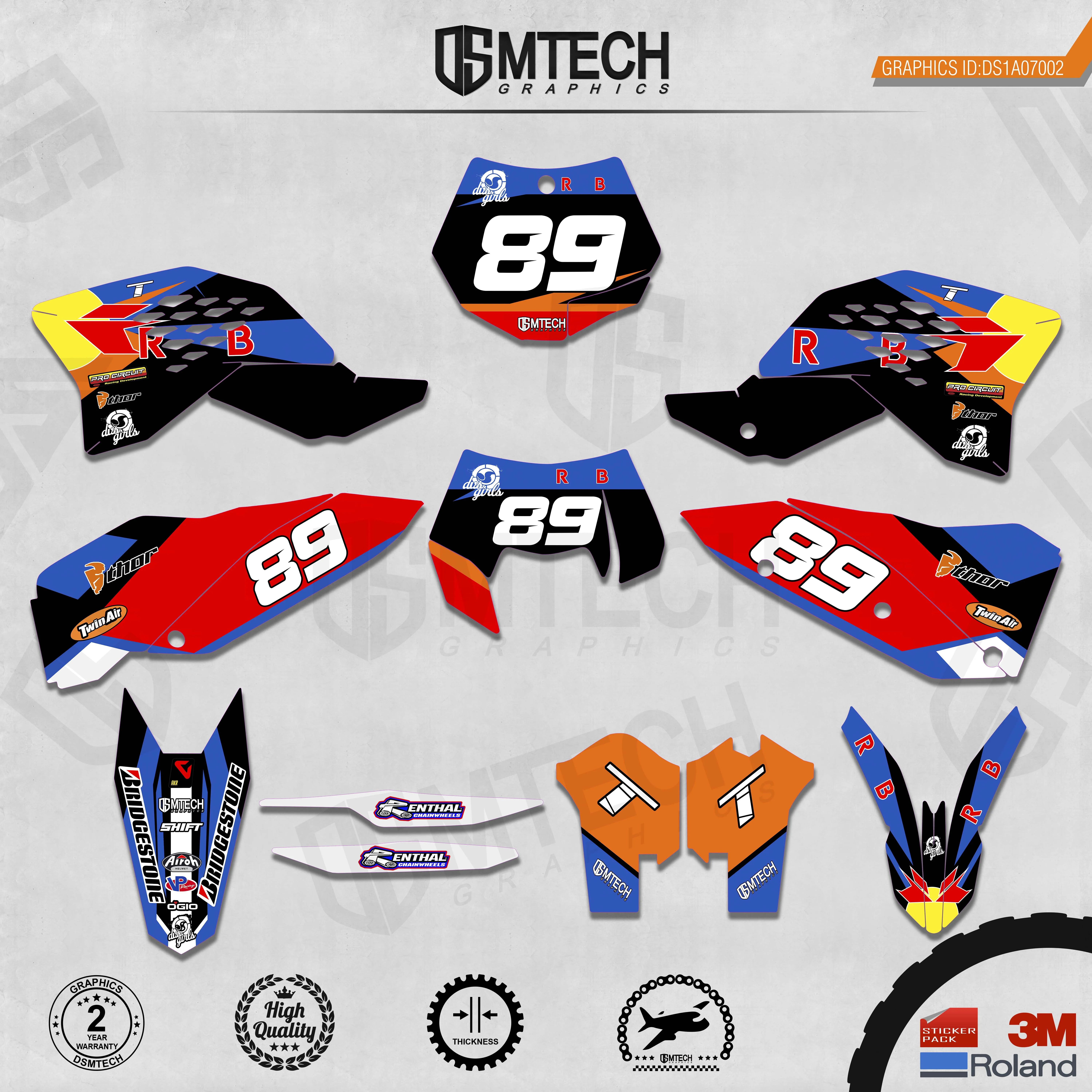 

DSMTECH Customized Team Graphics Backgrounds Decals 3M Custom Stickers For 2007-2010 SXF 2008-2011 EXC 002
