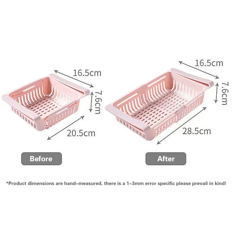 1pc Refrigerator Storage Basket Flexible Expandable Fridge Organizer Drawer Storage Rack Storage Fresh Box Freezer Box Storage