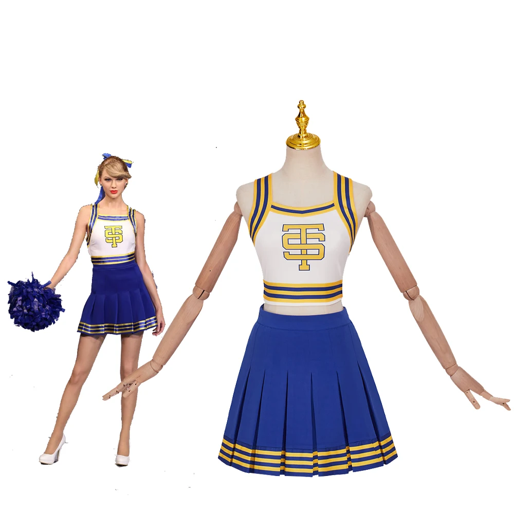 Taylor Cosplay Costume Shake It Off Cheerleader Uniforme Swift High School Cheerleading Crop Top Con Gonna Halloween Outfit