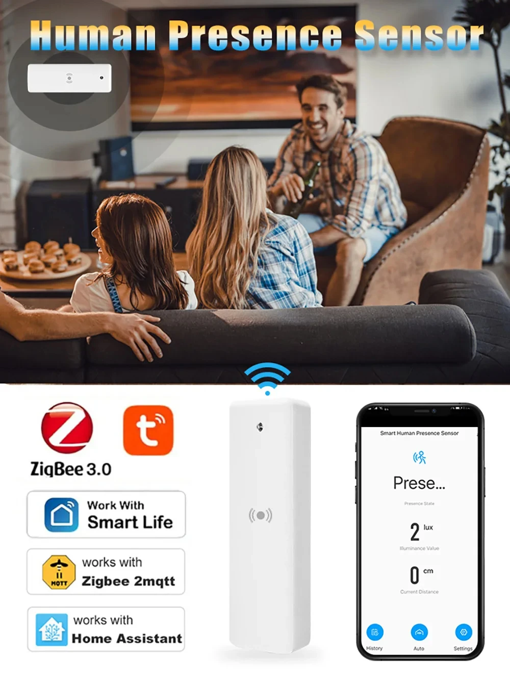 Description Picture 2 of itemTuya ZigBee Motion Sensor Smart Life Human Presence Sensor 5.8G MmWave Radar Detector Security Protection for Alexa Google