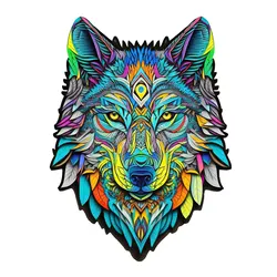 Enchanting Wolf Puzzle: Artisan Wooden Craft & Educational Toy Gift (A4)
