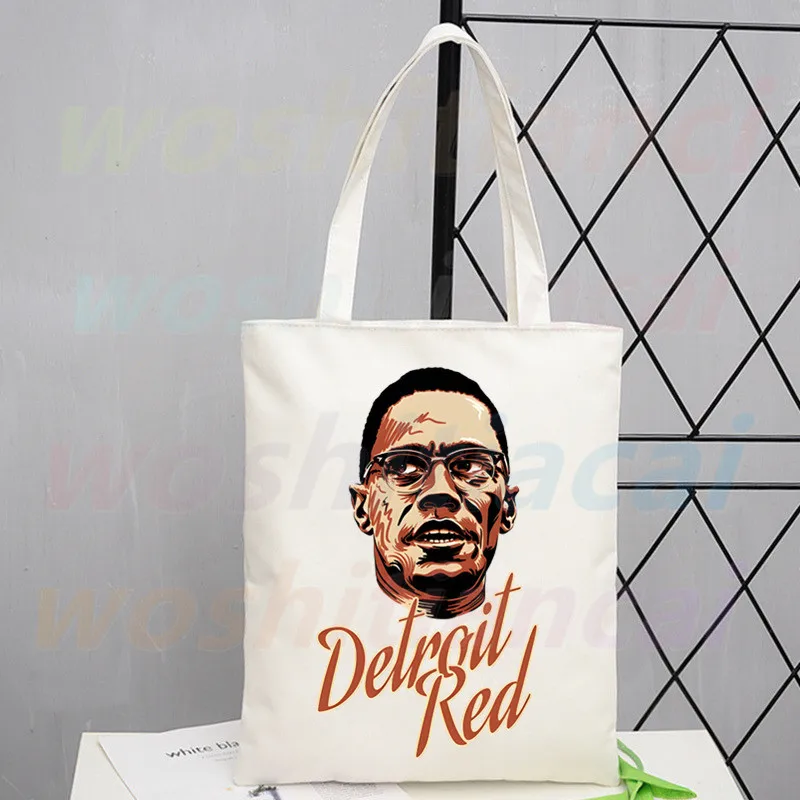 Malcolm X Black History Shopping Bags Print Tote Bag Eco Reusable Shopper Bag Canvas Shoulder Bag Handbag Women Bags