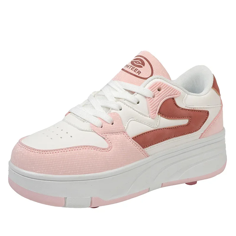 Kids Roller Skate Shoes Outdoor Children Casual Running Boys Girls Detachable 4 Wheels Fashion Deformation Parkour Skating Shoes