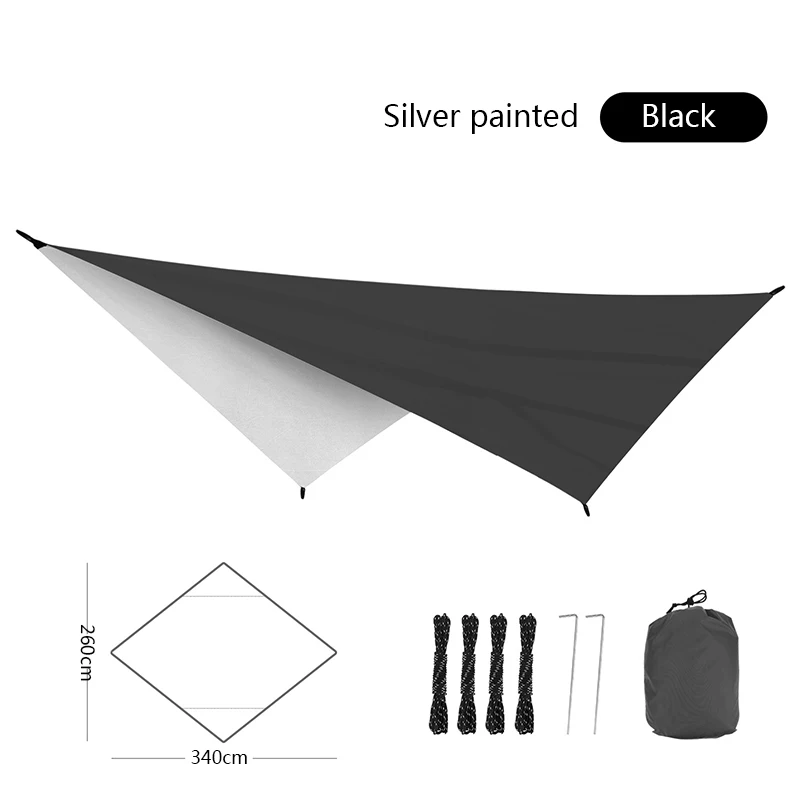 Description Picture 5 of itemRhombus Waterproof Tarp Tent Shade Outdoor Camping Hammock Garden Silver Coated Awning Canopy Sunshade Ultralight 340*260cm