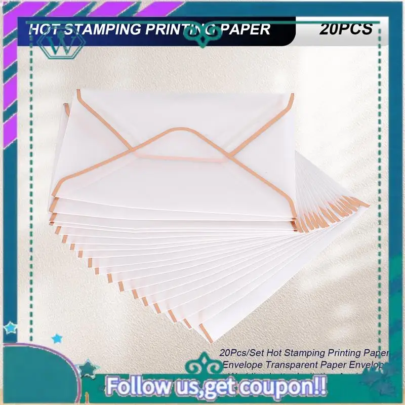 업그레이드 된 20 개/대 핫 스탬핑 인쇄 종이 봉투 투명 종이 봉투 결혼식 편지 초대장 기념일