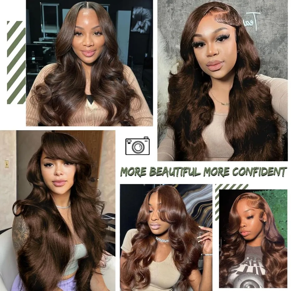 250 Density Human Hair Wigs Chocolate Brown Lace Front Wig Body Wave Wig 13x6 Hd Lace Frontal Wig for Black Women Clearance 6