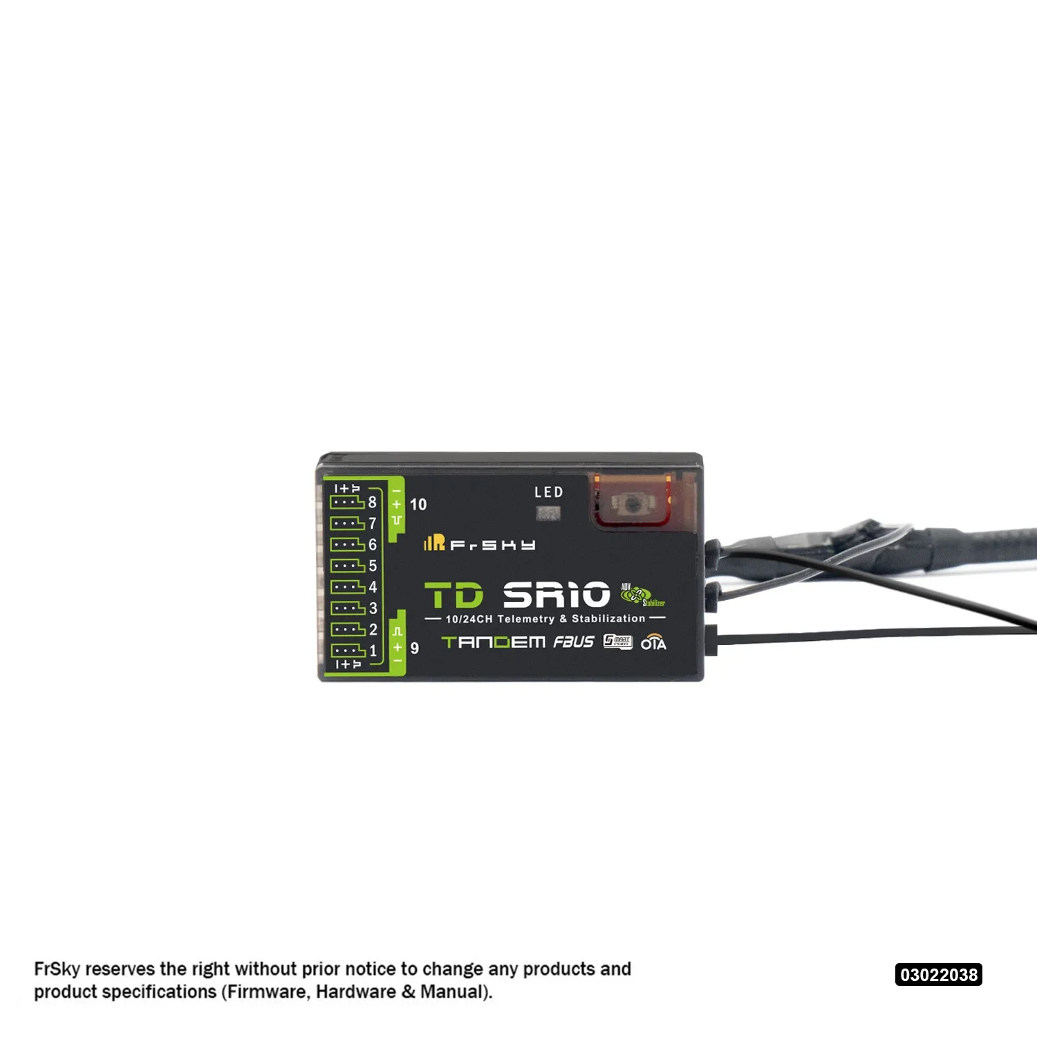 FrSky TD SR10 Receiver dual-band 2.4Ghz 900Mhz 10/24CH triple antenna /Built-in High-Precision Telemetry Sensor / ADV Stabilizer 1