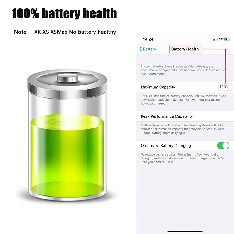 NEW Zero-cycle High-quality Battery For iPhone 6 6S 5S SE 7 8 Plus X Xs XR Max 11 Pro Mobile Phone With Free Tools Sticker Cable battery iphone