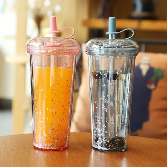 320ml Color Transparent Water Bottle Coffee Milk Diy Smoothie Cup Drinkware  Clear Tumbler Cup With Straw Lid Reusable Coffee Cup - Straw Cup -  AliExpress