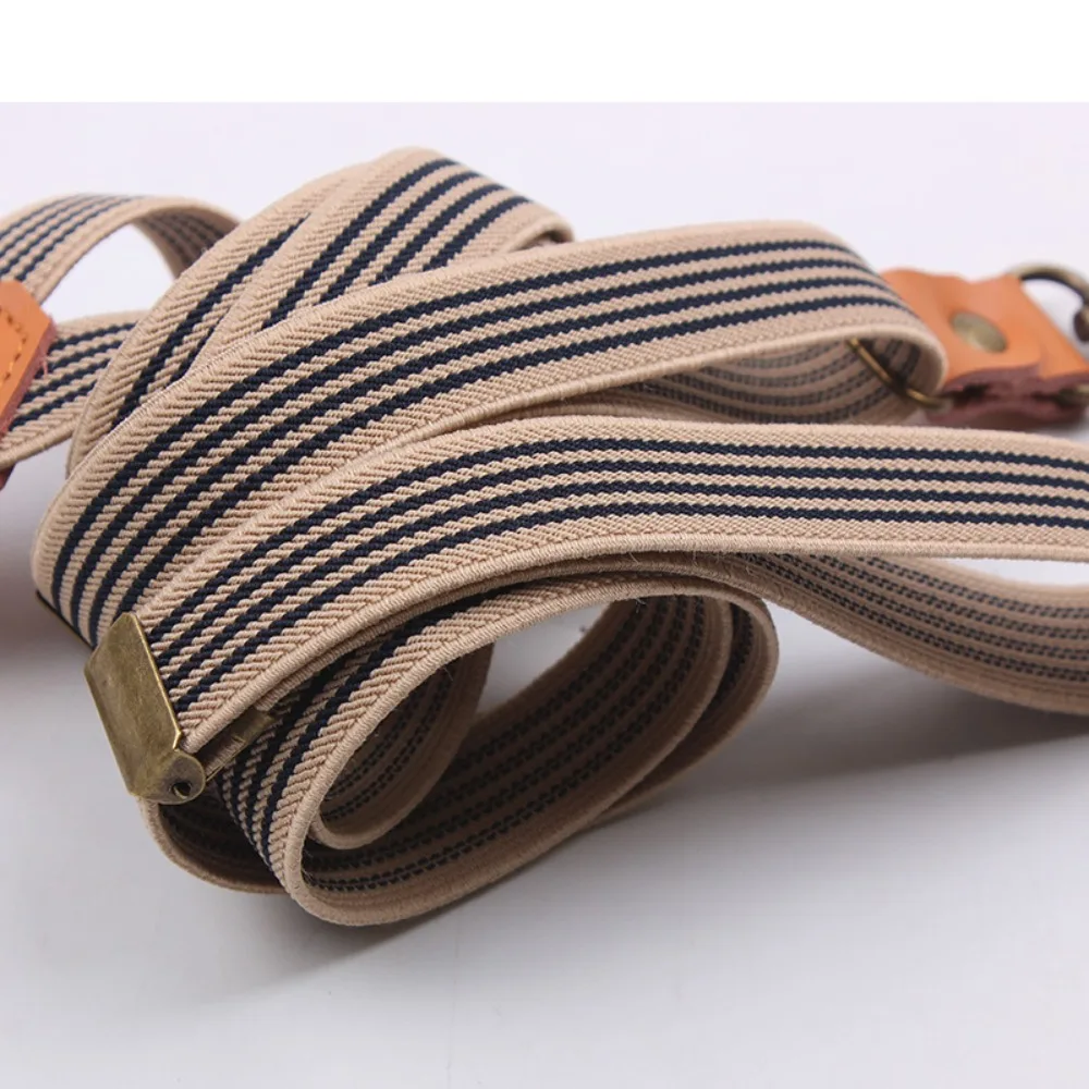 Y-Shaped Shoulder Straps New Leather Adjustable Elastic Drawstring Elasticity Stripe Pattern Suspender Pans Strap Men and Women