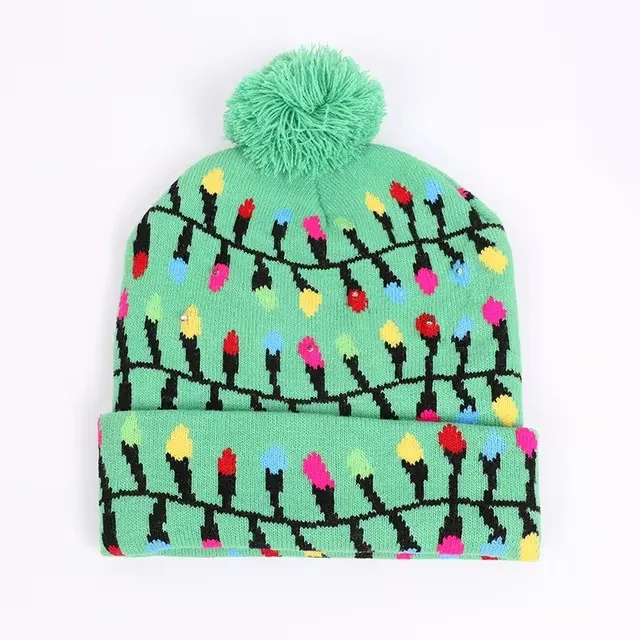 Festive Flashing LED Light-Up Christmas Hat - Snowman Winter Warm Knit Cap