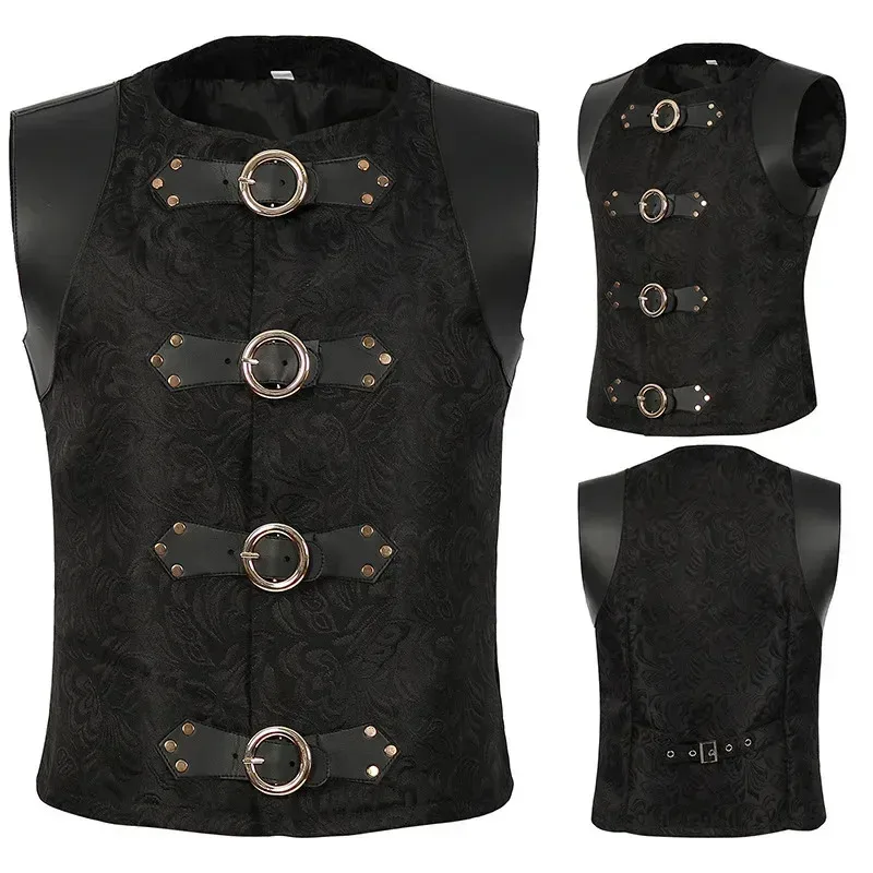 KGIHPC Chaqueta steampunk vintage para hombre, medieval, gótico, victoriano, uniforme de Halloween (Reino Unido, Alpha, S, regular, regular, negro