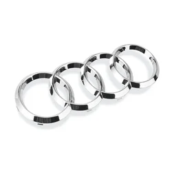 Premium ABS Black Hood and Trunk Emblem with 4 Ring Design - Rear 200mm (Silvery)