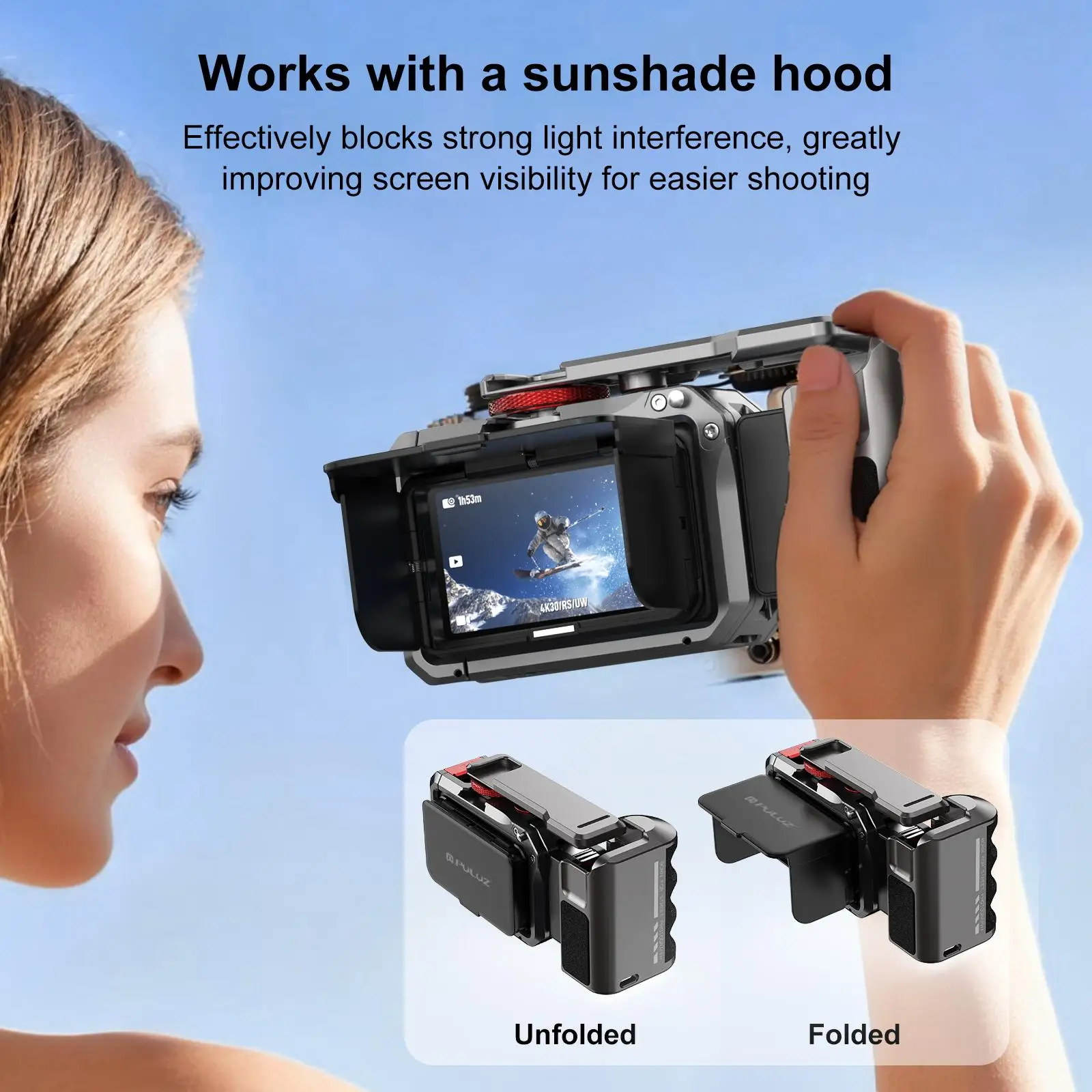 PULUZ for DJI Osmo Action 6 Metal Camera Cage Expansion Adapter with Handle Grip