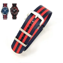 Durable Army Sports Nylon Watch Band - Universal 20mm & 22mm Strap - 22mm (Blue Red - S)
