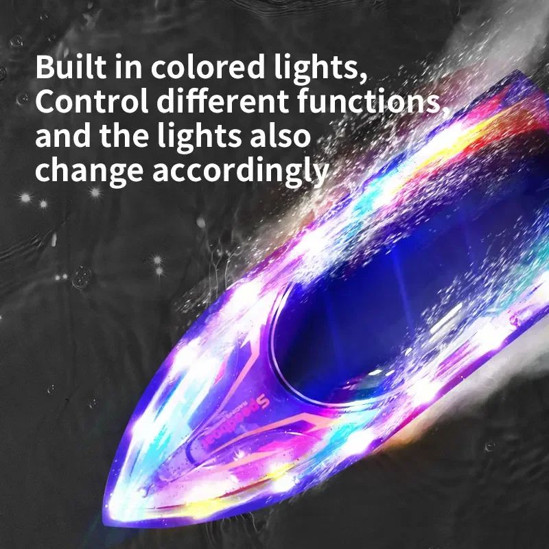 JJRC 2.4G RC Mini Speedboat Cool Lighting Remote Control Double Motor High-speed Competitive Boat Kids Toys Boy Multiplayer Game 3