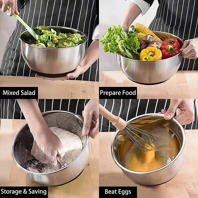 6 Piece Stainless Steel Nesting Mixing Bowls with Lids