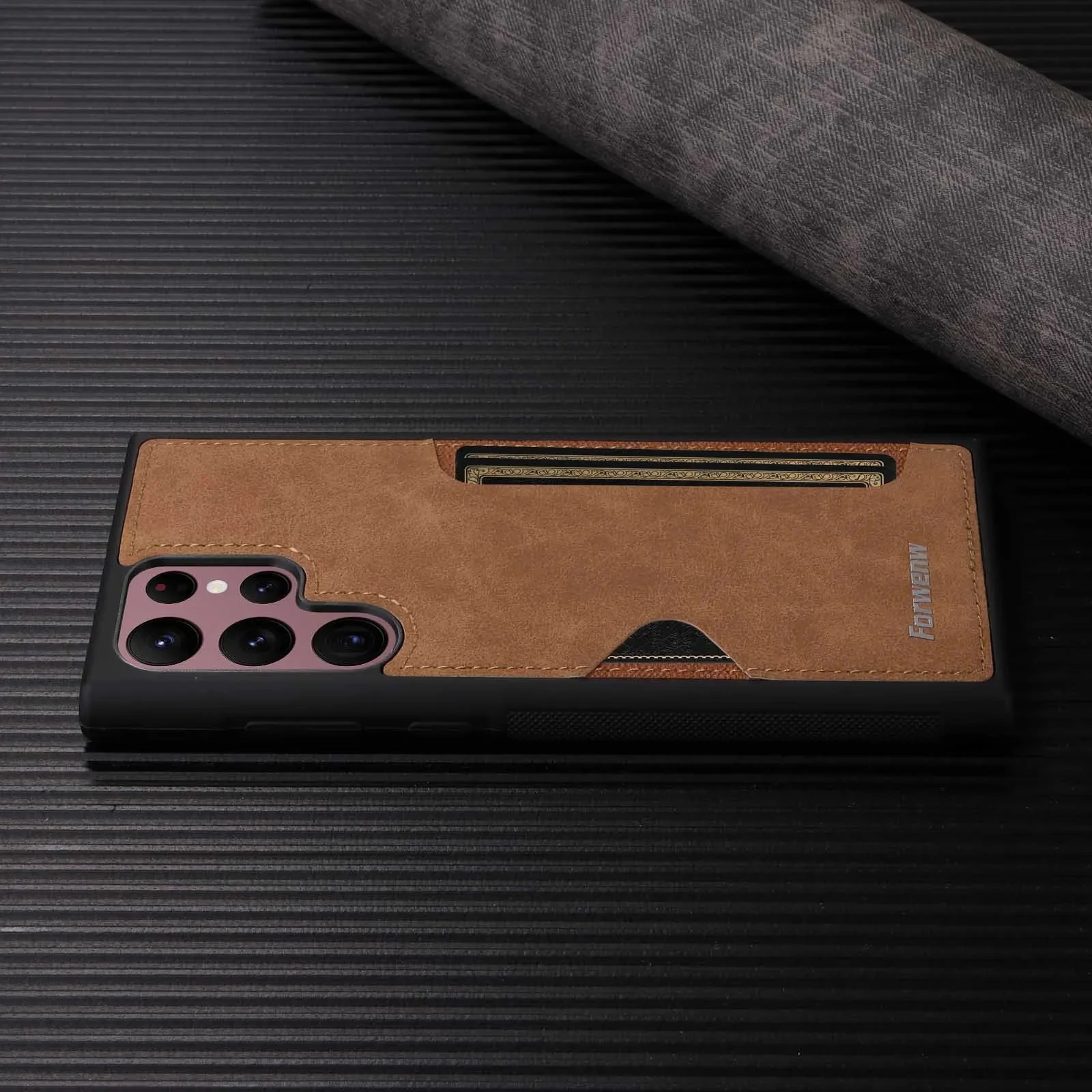 Vintage-Style PU Leather Wallet Phone Case with Card Holder