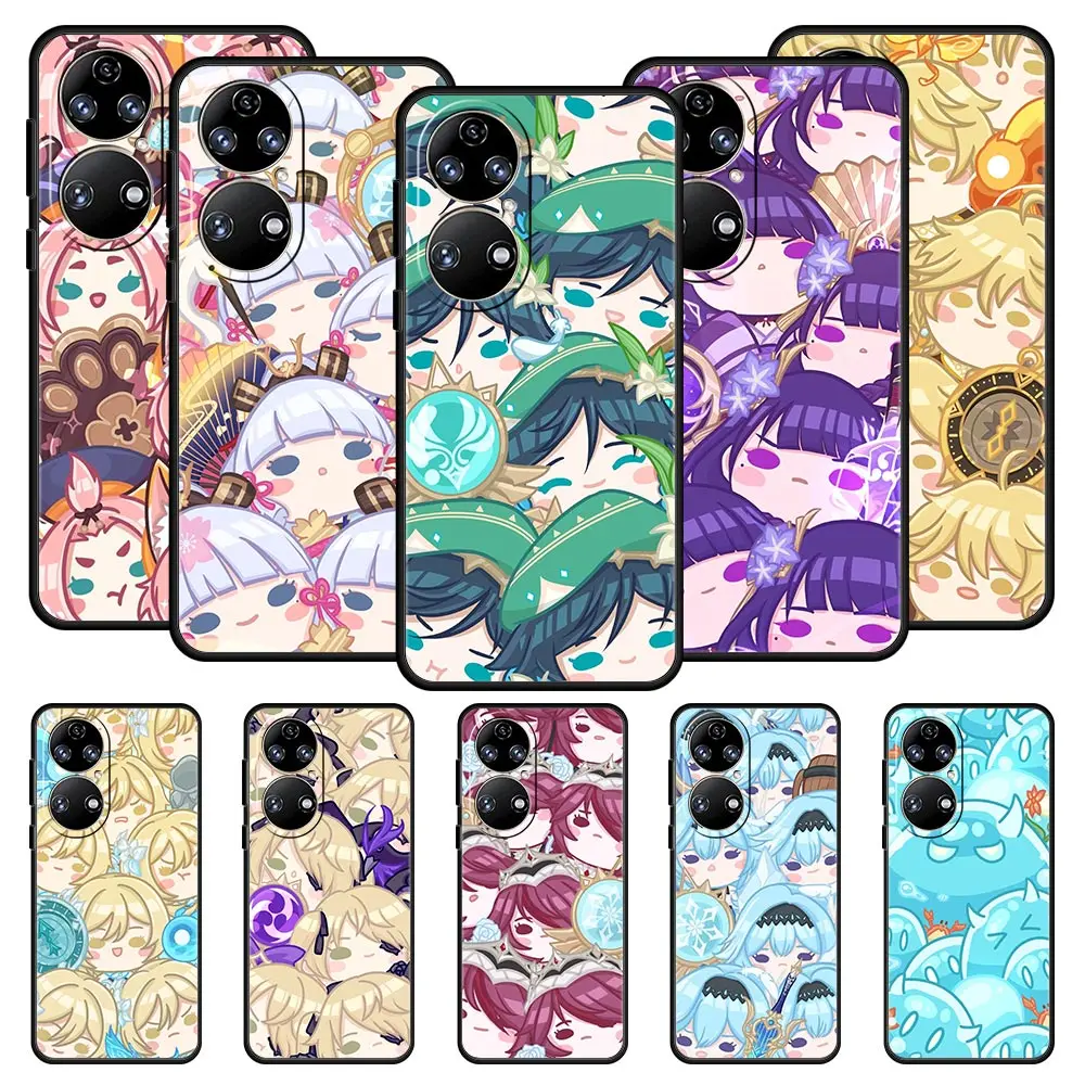 Genshin Impact Cute Slimes Phone Case For Huawei P30 Lite Y6p Y9s Y7a P50 Pro P20 P40 E P Smart Z 2021 Y6 Y7 Y9 2019 Cover |
