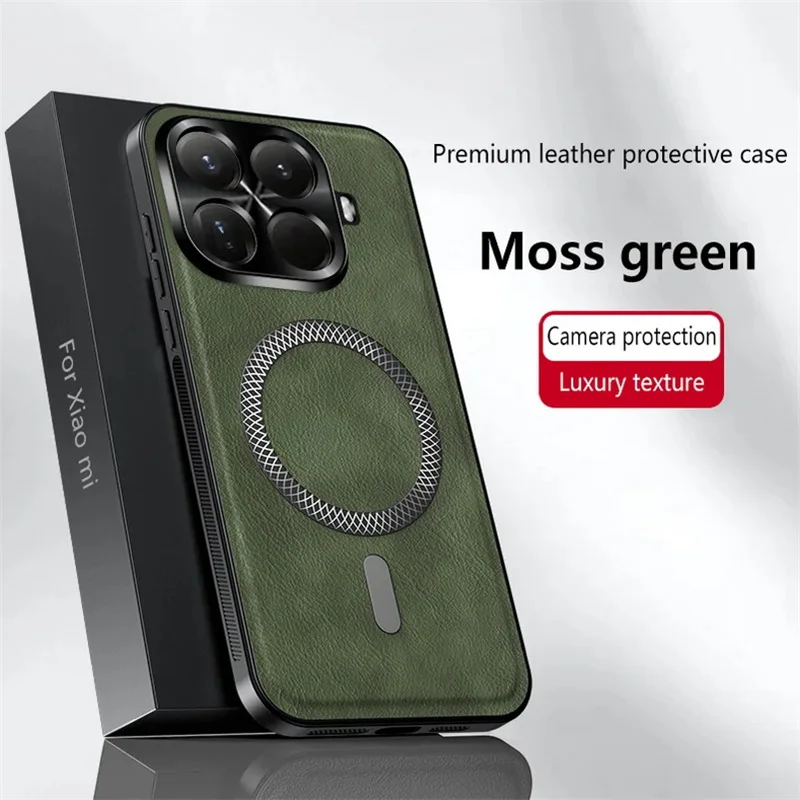 Vintage Leather Wireless Charging Magnetic Ring Case Cover
