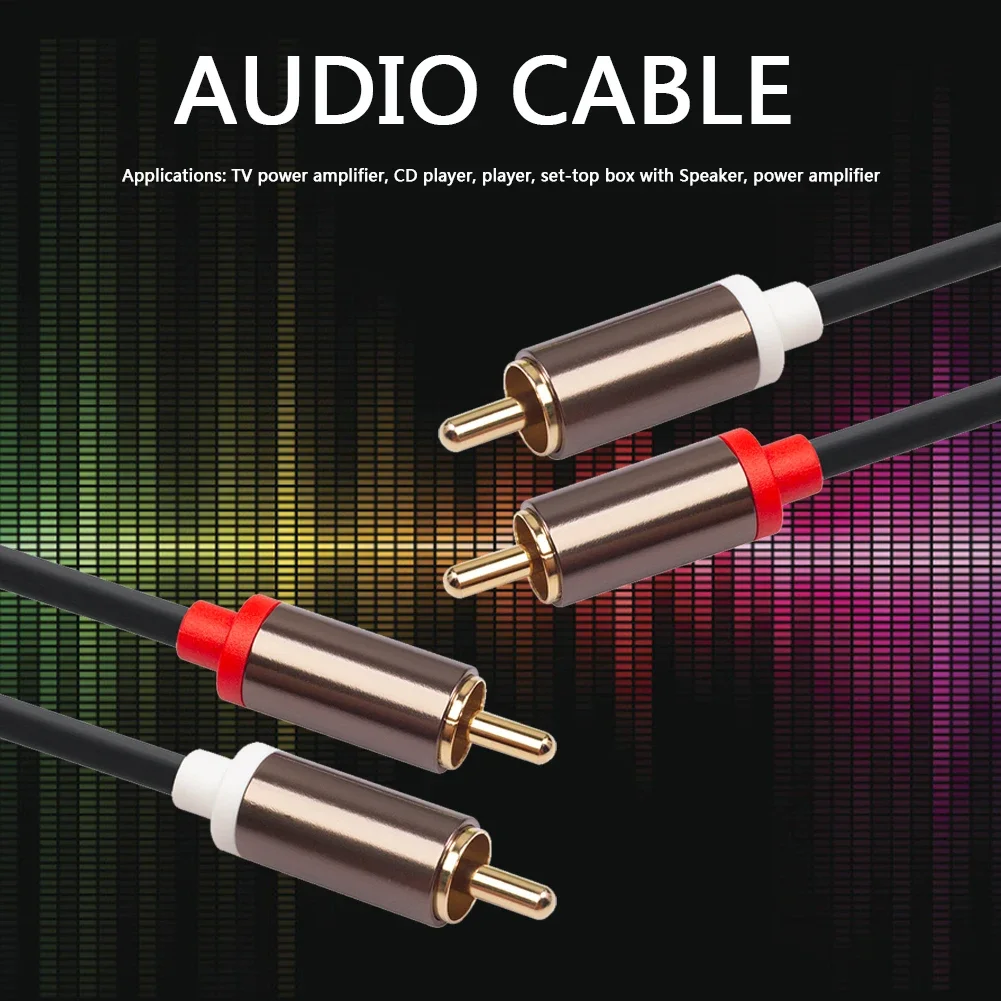 1m 2m 3m 2 RCA to 2 RCA Cable Male to Male Audio Cord For Home Theater DVD TV Amplifier CD Soundbox Speaker Durable Audio Cord