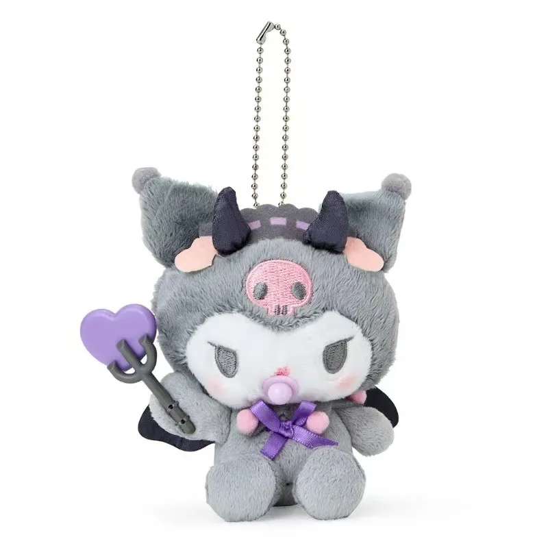 Sanrio Hello Kitty Plush Keychain Kuromi My Melody Anime Cartoon Angels Demons Plush Pendant Stuffed Toys Bag Decoration Gifts 4