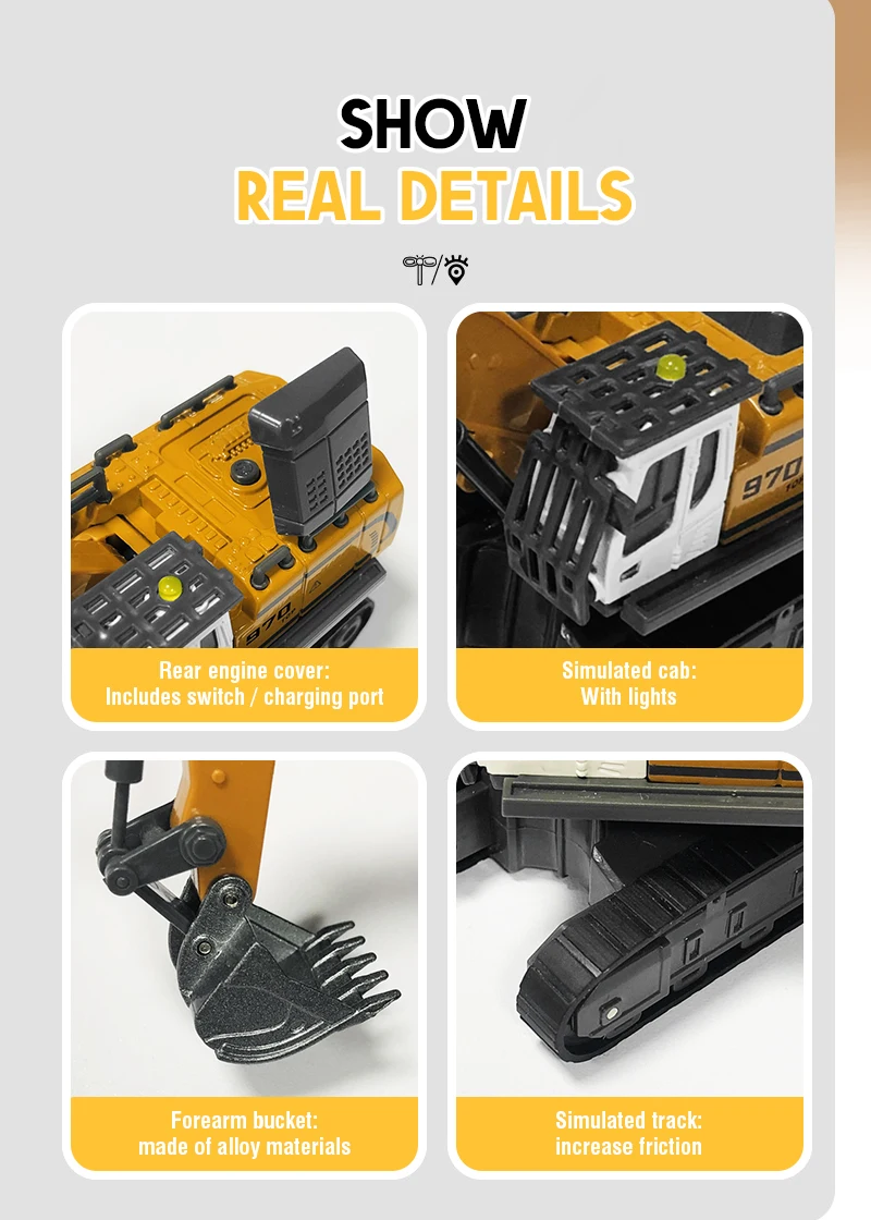Remote Controlled Rc Excavator Alloy Construction Vehicle Toy_voghion.com
