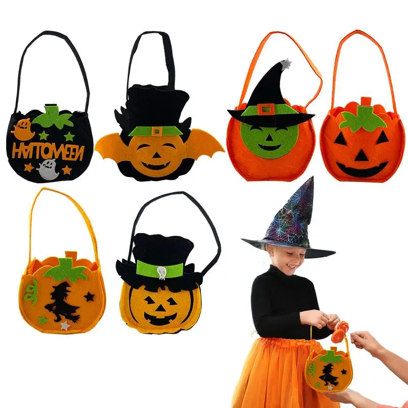 Trick Or Treat Bags Cesto Di Caramelle Grande Per Bambini 6 Pezzi Borsa Di Zucca Di Halloween Ghost Goody Bag Halloween Party Favor For Trick Or