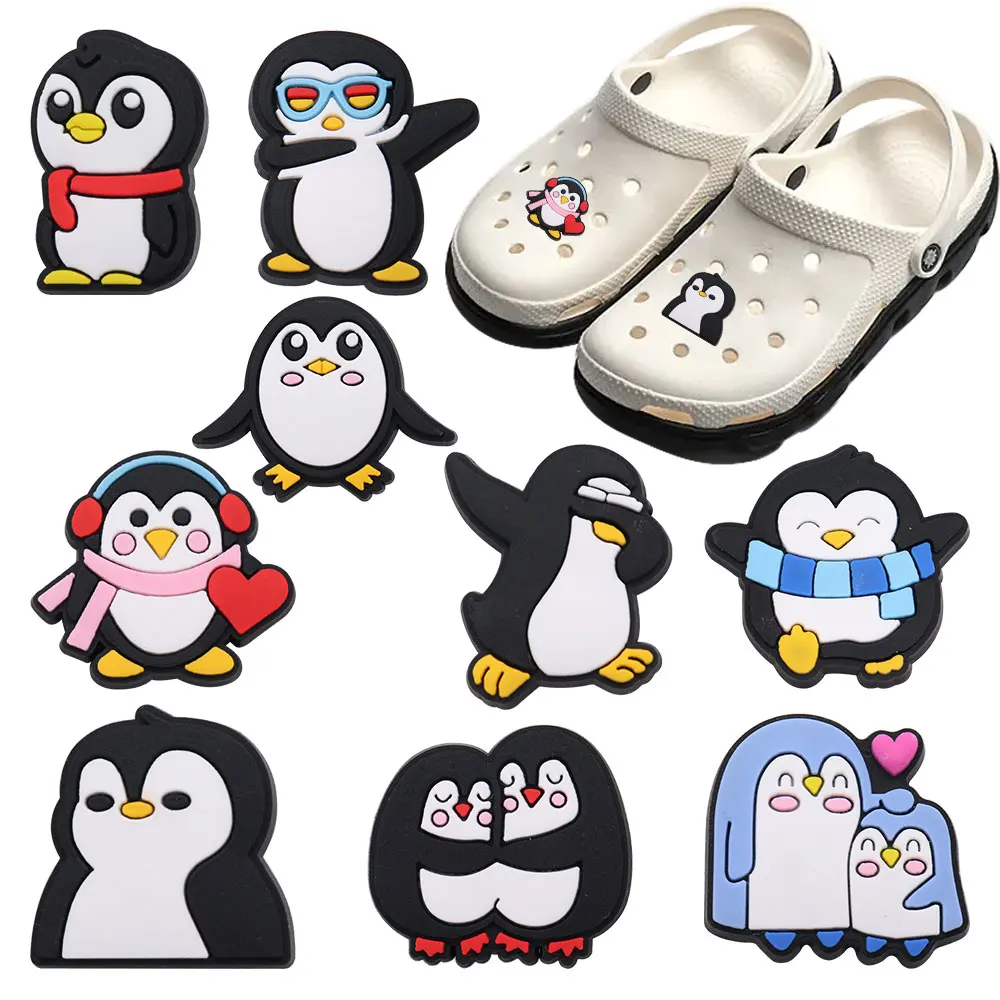 

New Arrival 1pcs Cartoon Animal Penguin PVC Shoe Charms Fit Wristbands Hole Slipper Decoration Accessories Ornament Kid Gift