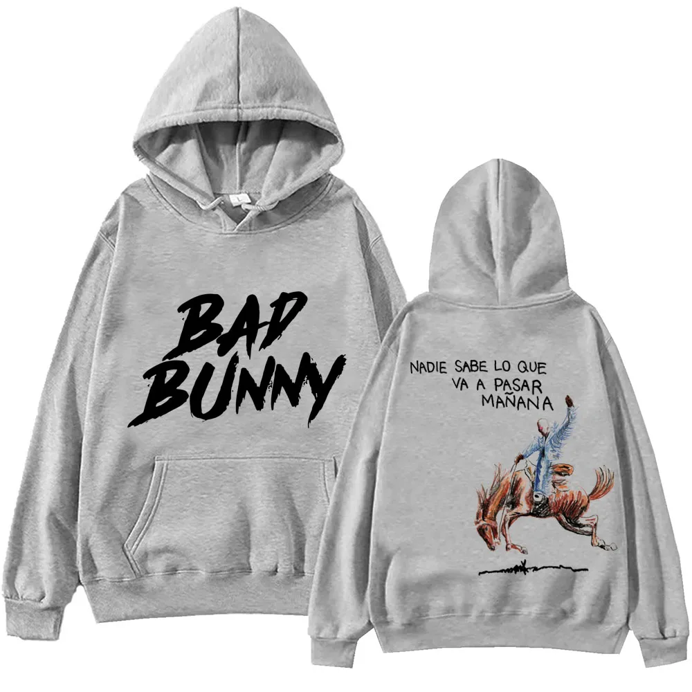 2024 Nadie Sabe Lo Que Va A Pasar Manana Bad Bunny 후디 상의, 긴 소매 맨투맨 음악 팬 선물, 용수철 여름 캐주얼