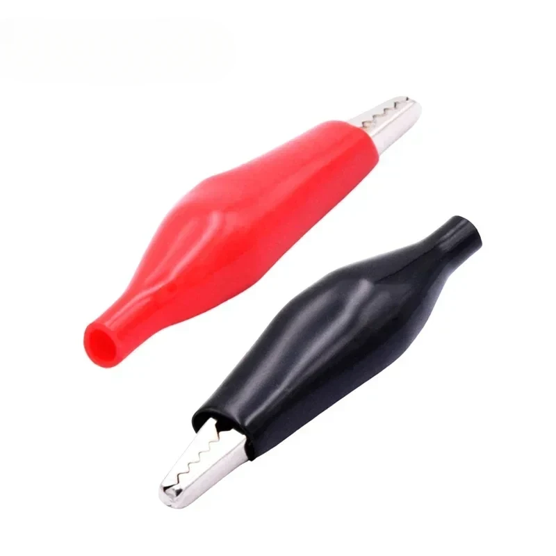 10pcs/lot Metal G98 Crocodile Alligator Clips Electrical Clamp 28mm/35mm/45mm Black Red Plastic Boot Car Battery Test Meter