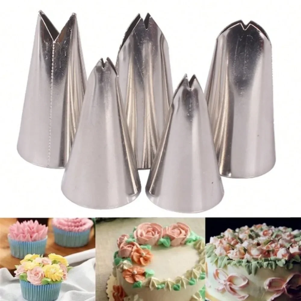 Stainless Steel Leaf Piping Nozzles DIY Cookie Making Cake Decorating Tools Pastry Fondant Accessories 5PCS